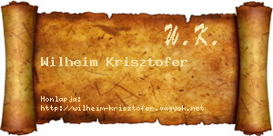 Wilheim Krisztofer névjegykártya